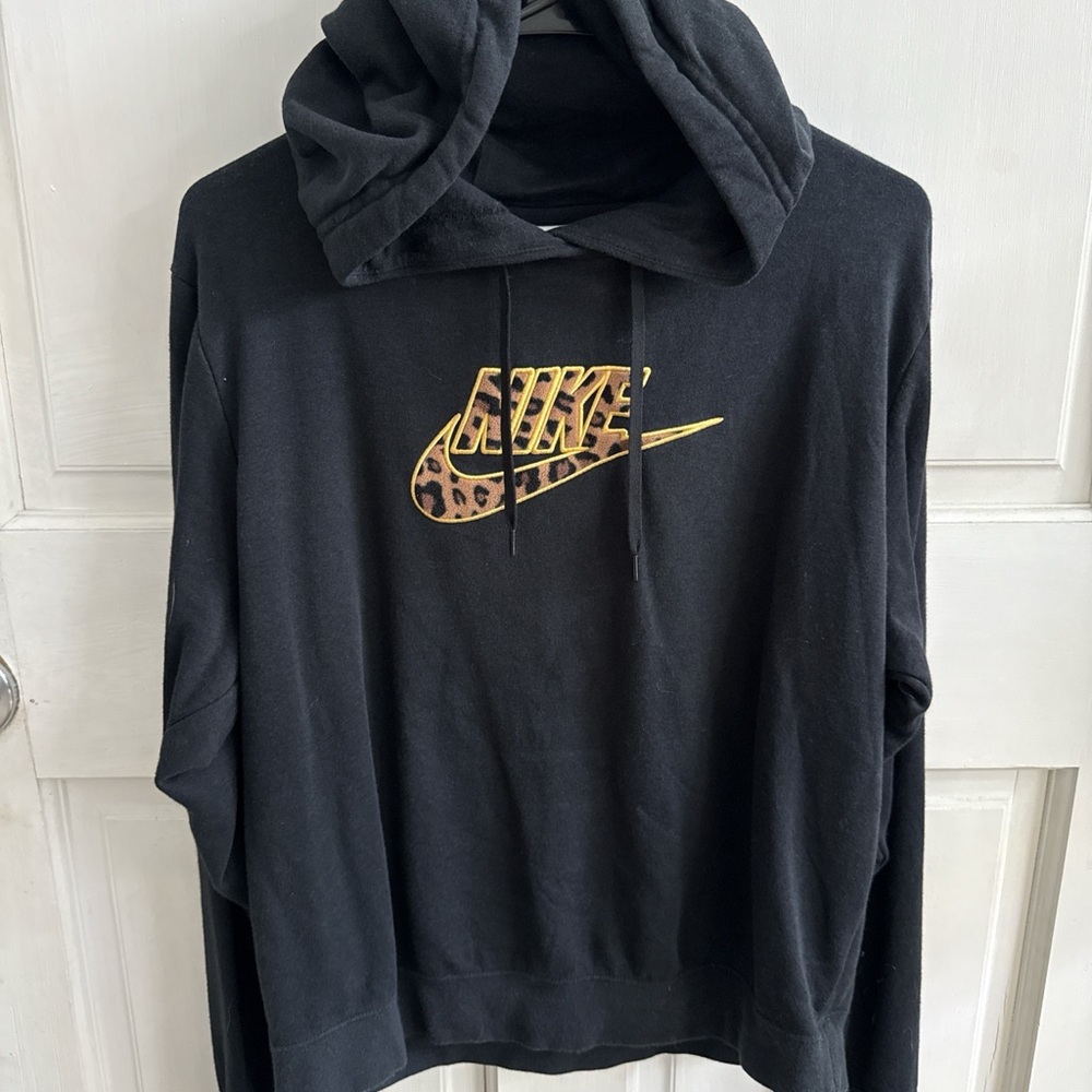 Nike Black Hoodie with Animal Print Logo